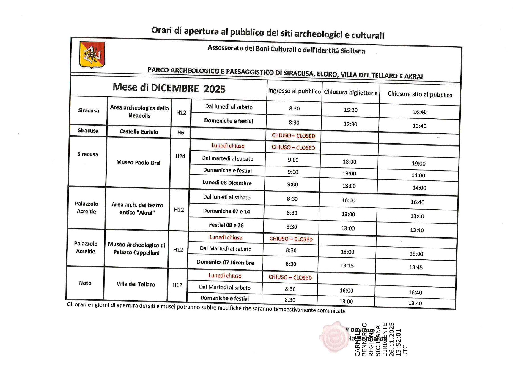 mese di dicembre parco
